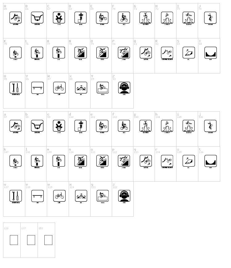 Icono BMX font map